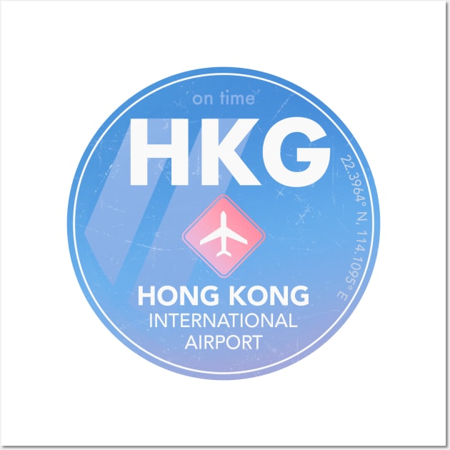 HKG Hong Kong airport round sticker Wall Art by Woohoo